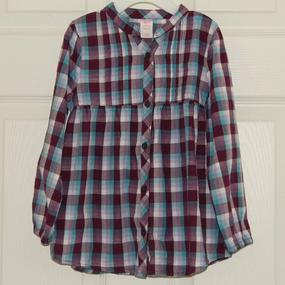 Oshkosh B'gosh Girls 4T Button-Down Plaid Robe Summer Dress, 100% Cotton - Picture 3 of 5